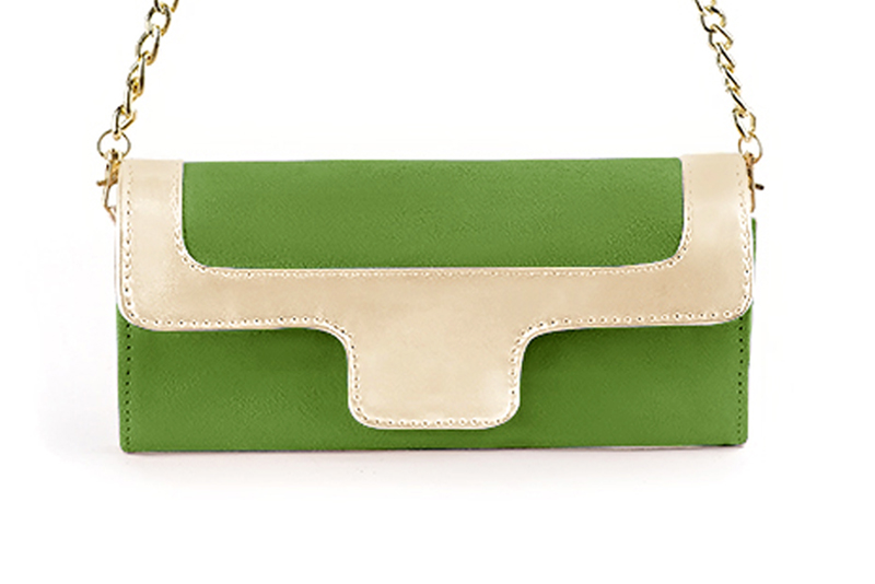 Grass green and gold matching shoes and clutch. Wiew of clutch - Florence KOOIJMAN